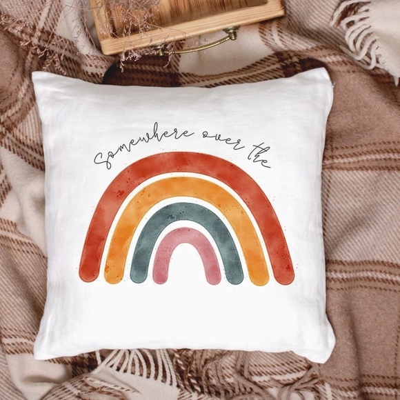 Boho Rainbow Graphic Pillow Zipper Covers - Picture 1 of 5